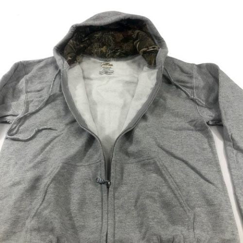Felpa Con Cappuccio Uomo Mossy Oak Mimetica Full Zip Grigia - Taglia S