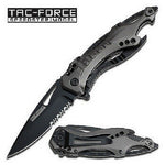Tac-Force Black Combo Assisted Grey Black Liner Handle Folding Knife 4.5" Closed