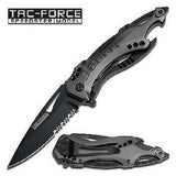 Tac-Force Black Combo Assisted Grey Black Liner Handle Folding Knife 4.5" Closed