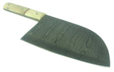 Handmade Damascus Steel Clever with 7" Blade - Sheath Bone Handle
