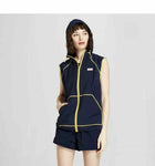 Womens Navy Blue Hooded Windbreaker Vest
