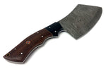 Damascus Steel Curved Back Cleaver Blade Handmade Leather Sheath Custom Handle