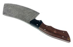 Damascus Steel Curved Back Cleaver Blade Handmade Leather Sheath Custom Handle