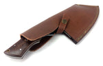 Damascus Steel Curved Back Cleaver Blade Handmade Leather Sheath Custom Handle